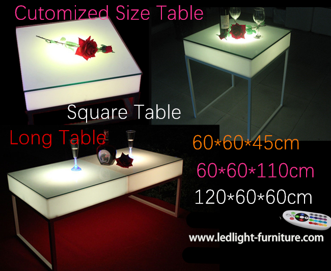 a tabela de cocktail personalizada quadrado do diodo emissor de luz de 60*60cm, Portable ilumina acima a tabela da barra 
