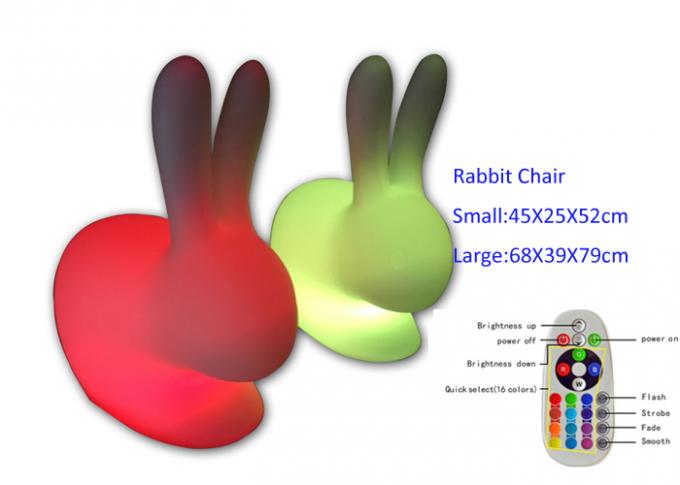 Cadeira conduzida jogo do coelho da mobília do fulgor das crianças com luz colorida, material plástico