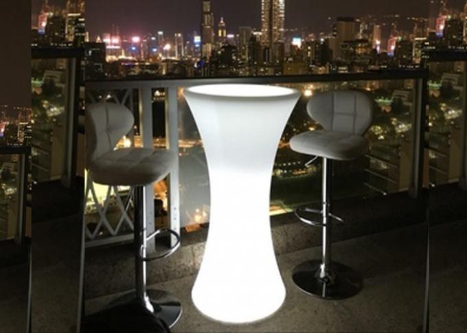 Mobília redonda alta da tabela de cocktail ajustada com iluminação colorida