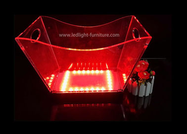 China Cubeta de gelo transparente acrílica personalizada do diodo emissor de luz com luz colorida e dois punhos fornecedor